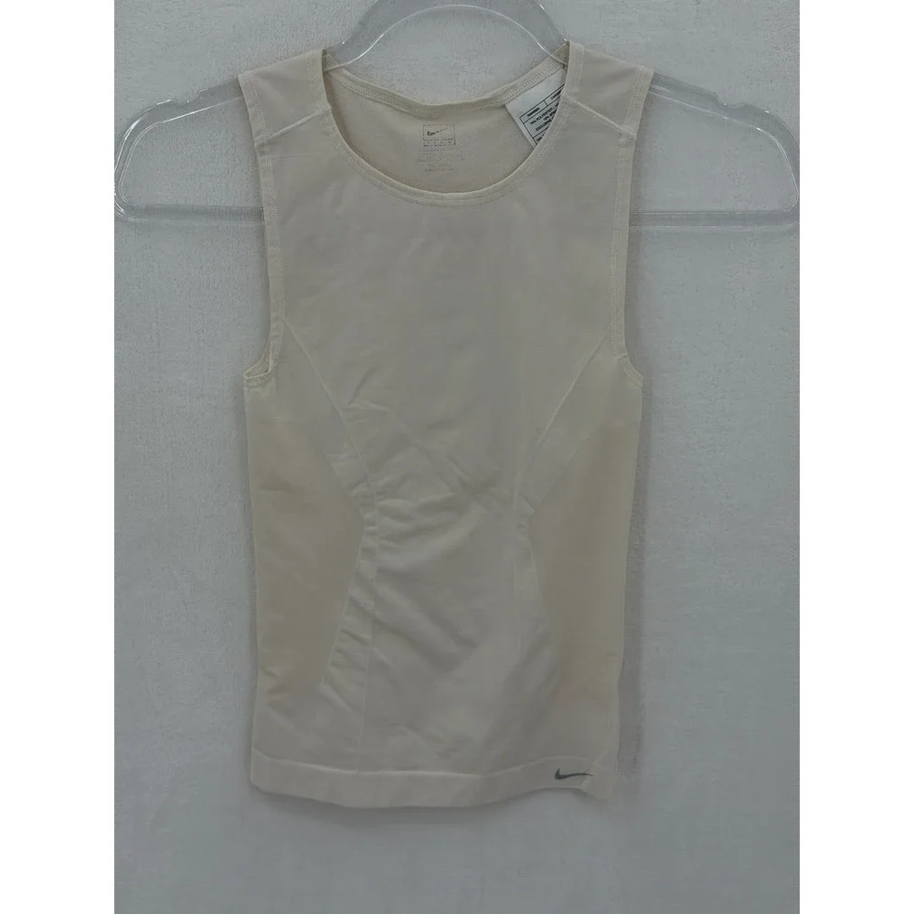 Nike Top Womens Small Cream Compression Tank Fitted Active Workout Fitness Train